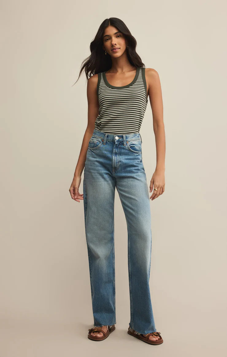 Elin stripe rib tank - dark agave
