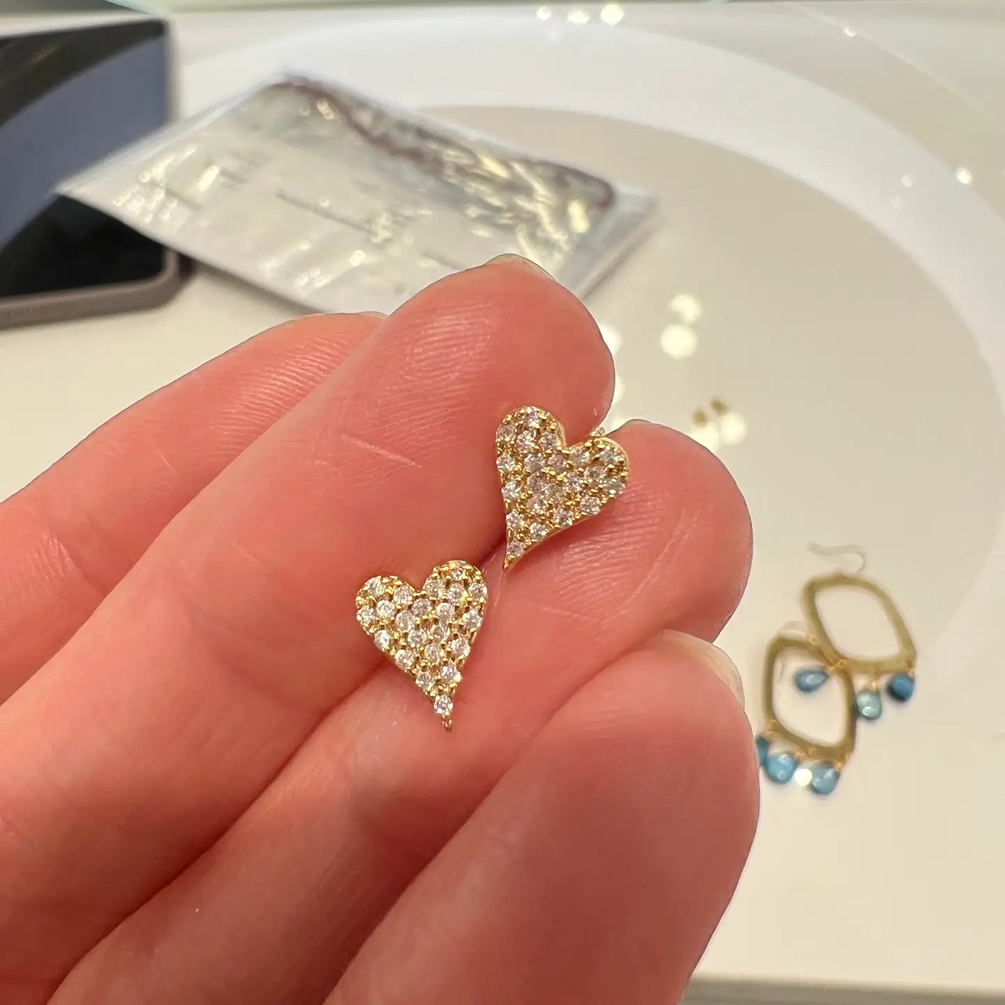 Cz small heart studs - gold - Gold