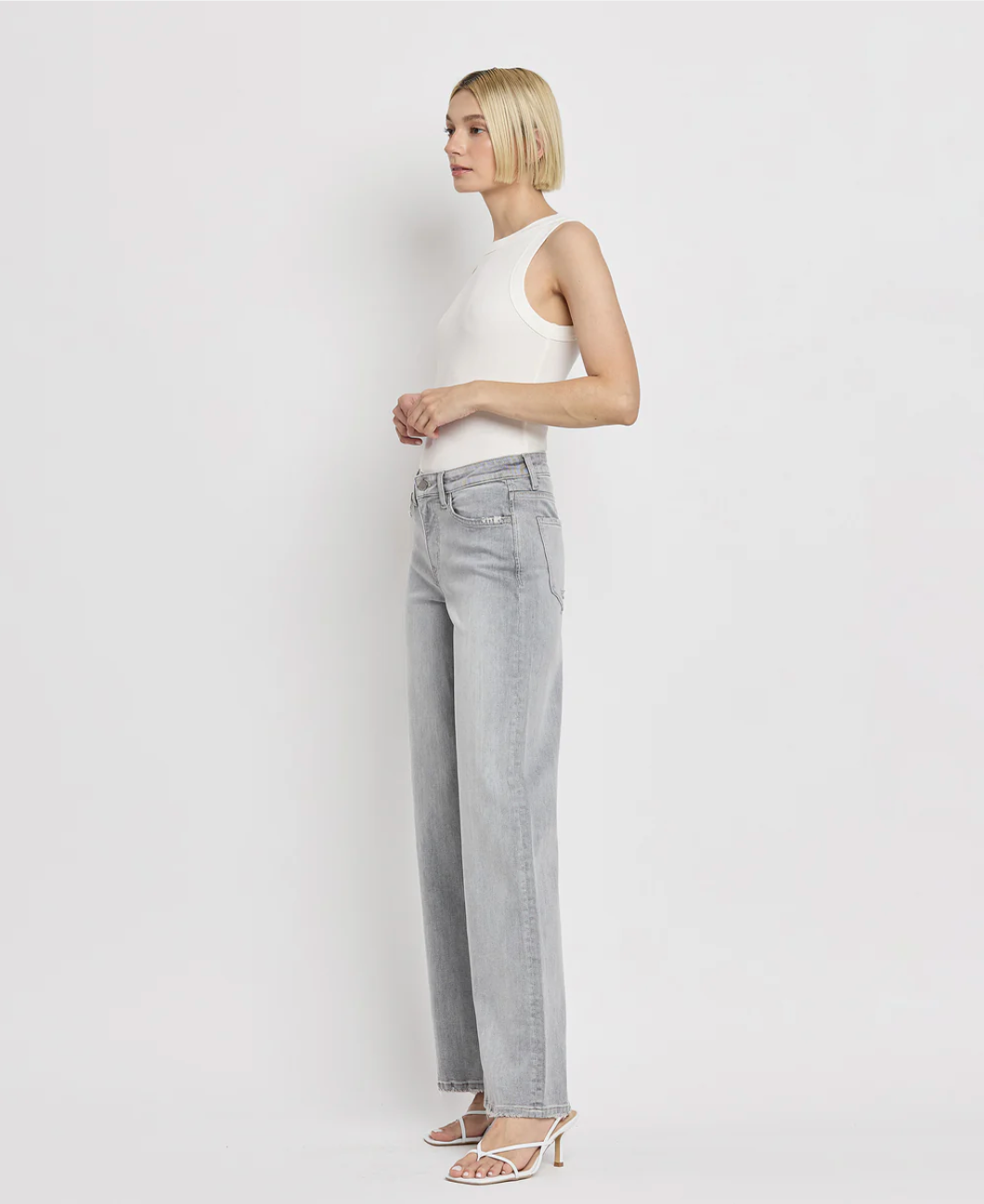 F5651 - Mid Rise Wide Leg Jeans - clementine