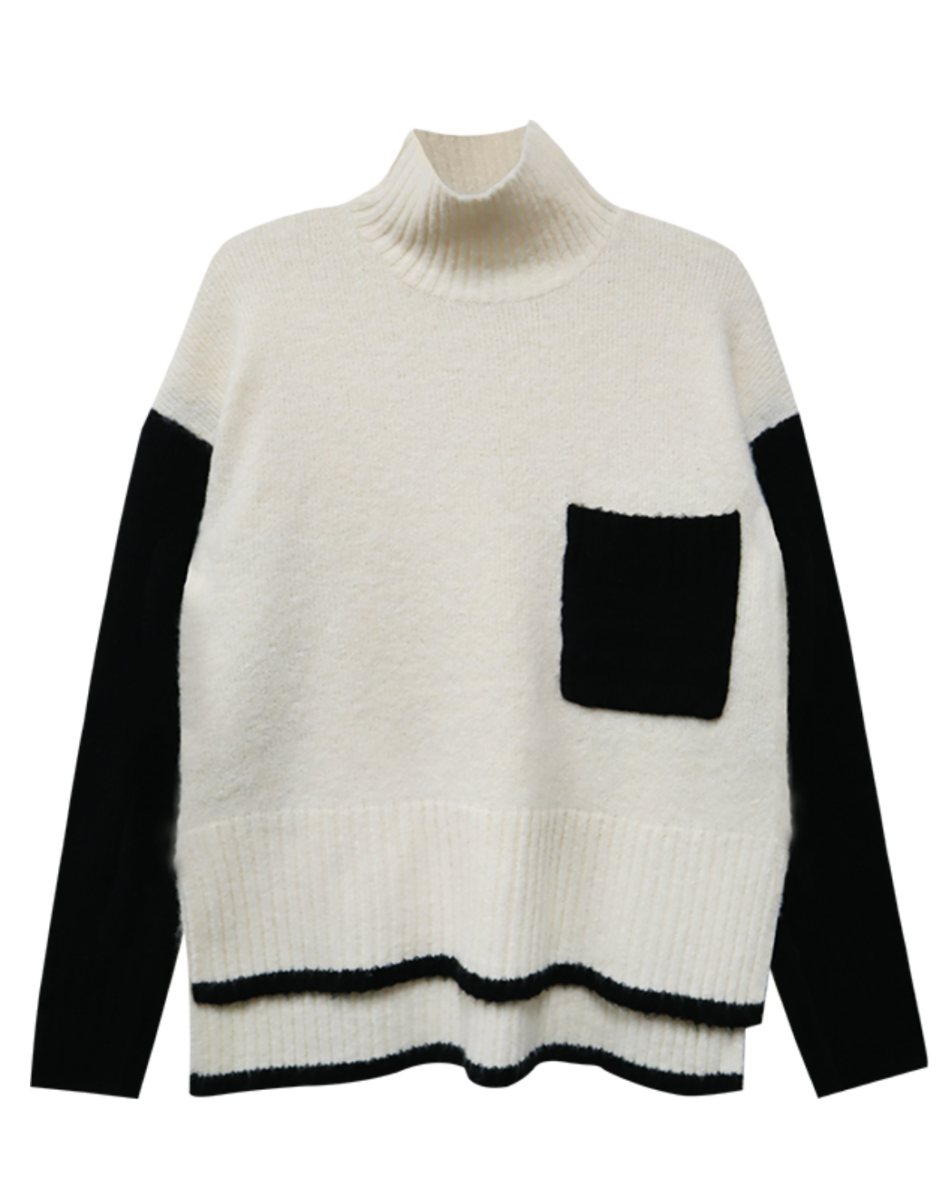 Colette Turtleneck Sweater - black / cream