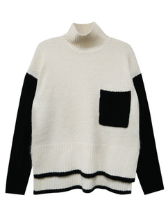 Colette Turtleneck Sweater - black / cream