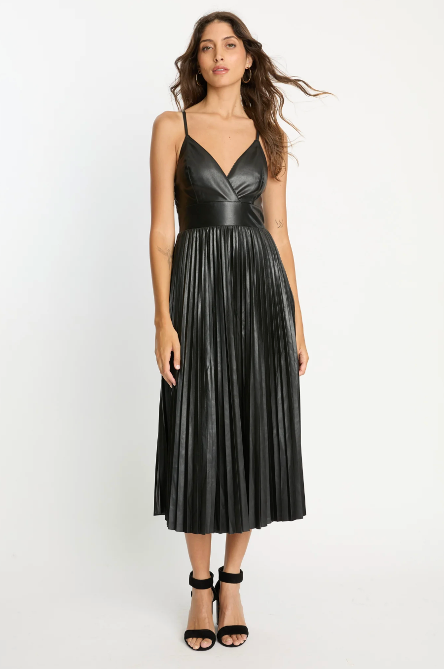 Genevieve dress - black vegan leather