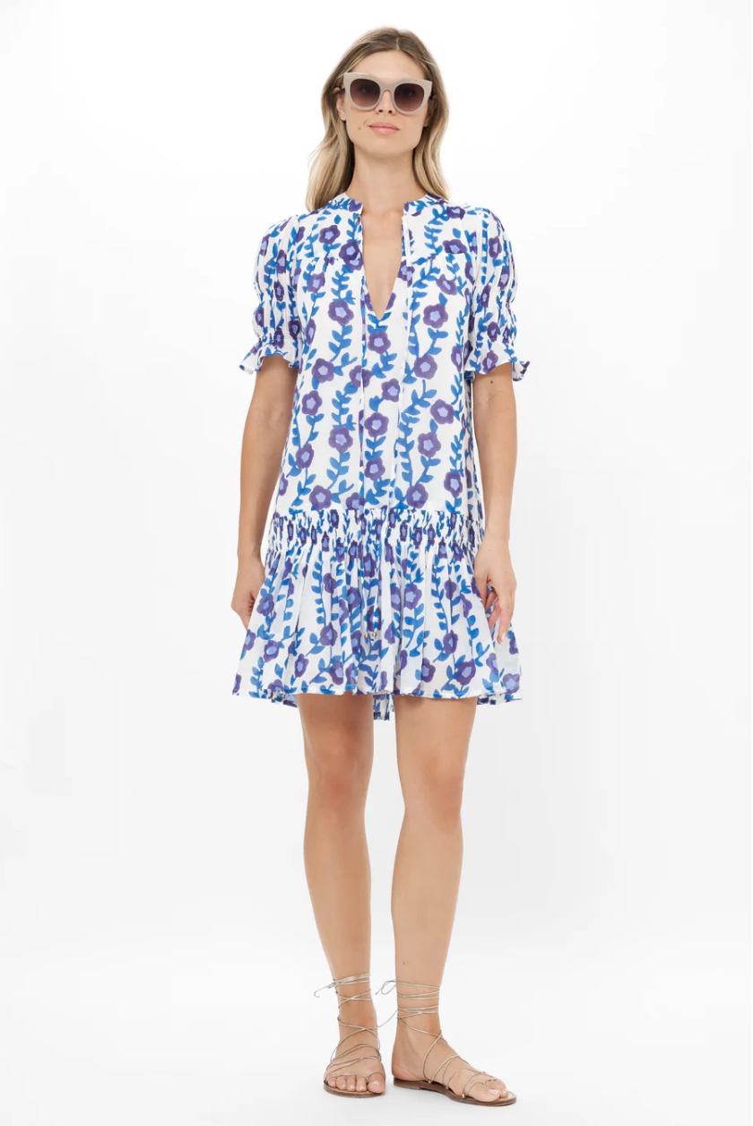 Smocked drop mini - toscana blue
