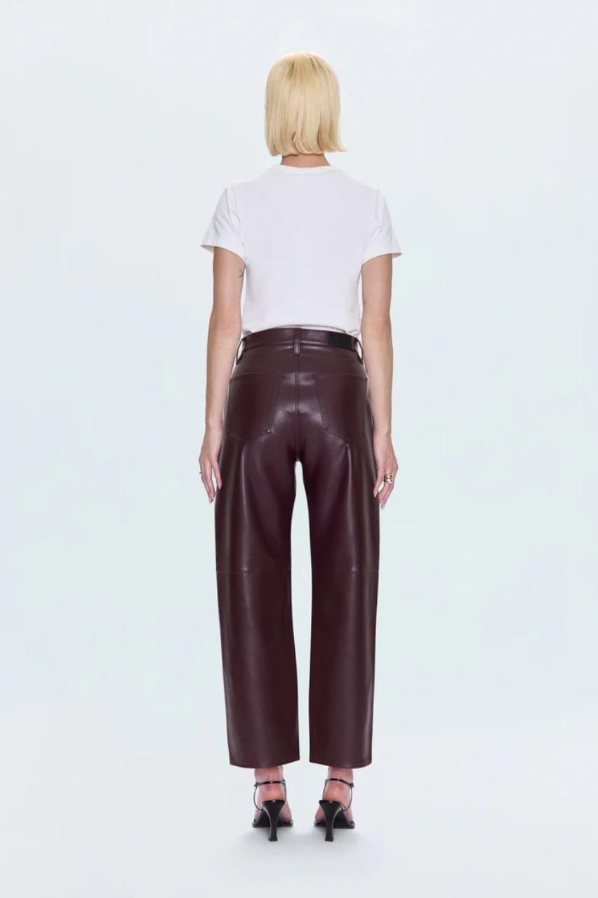 Jett high rise bowed straight pant - cabernet