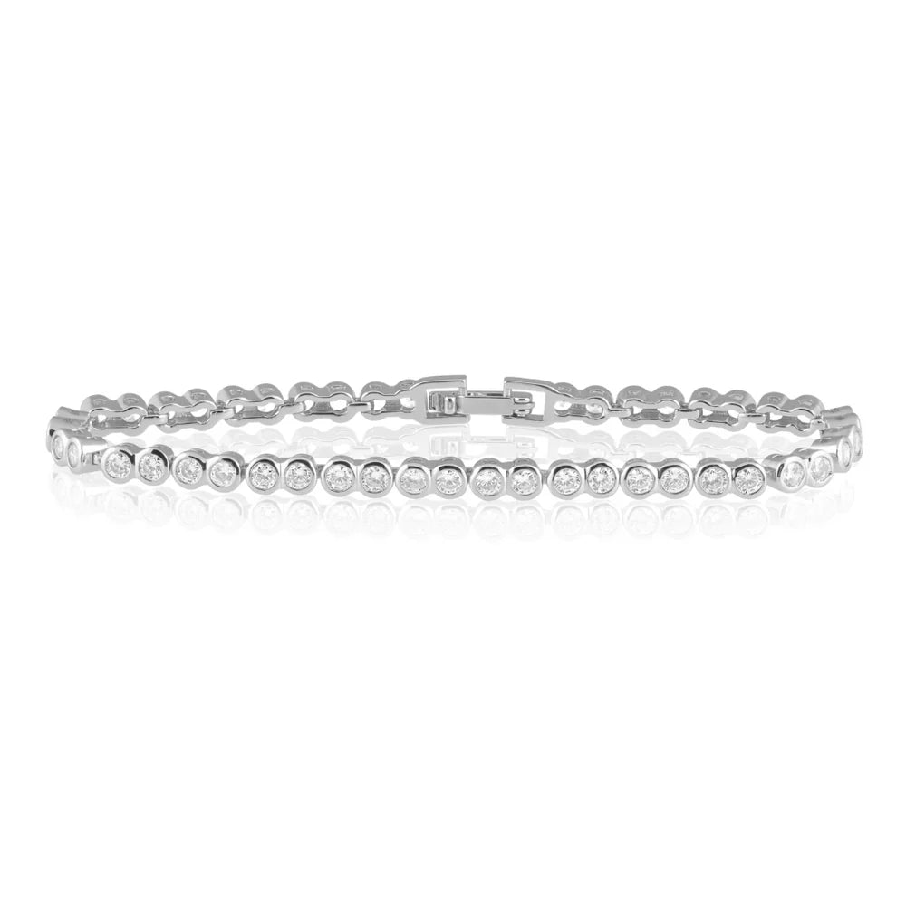 Bezel tennis bracelet (6.5) - silver