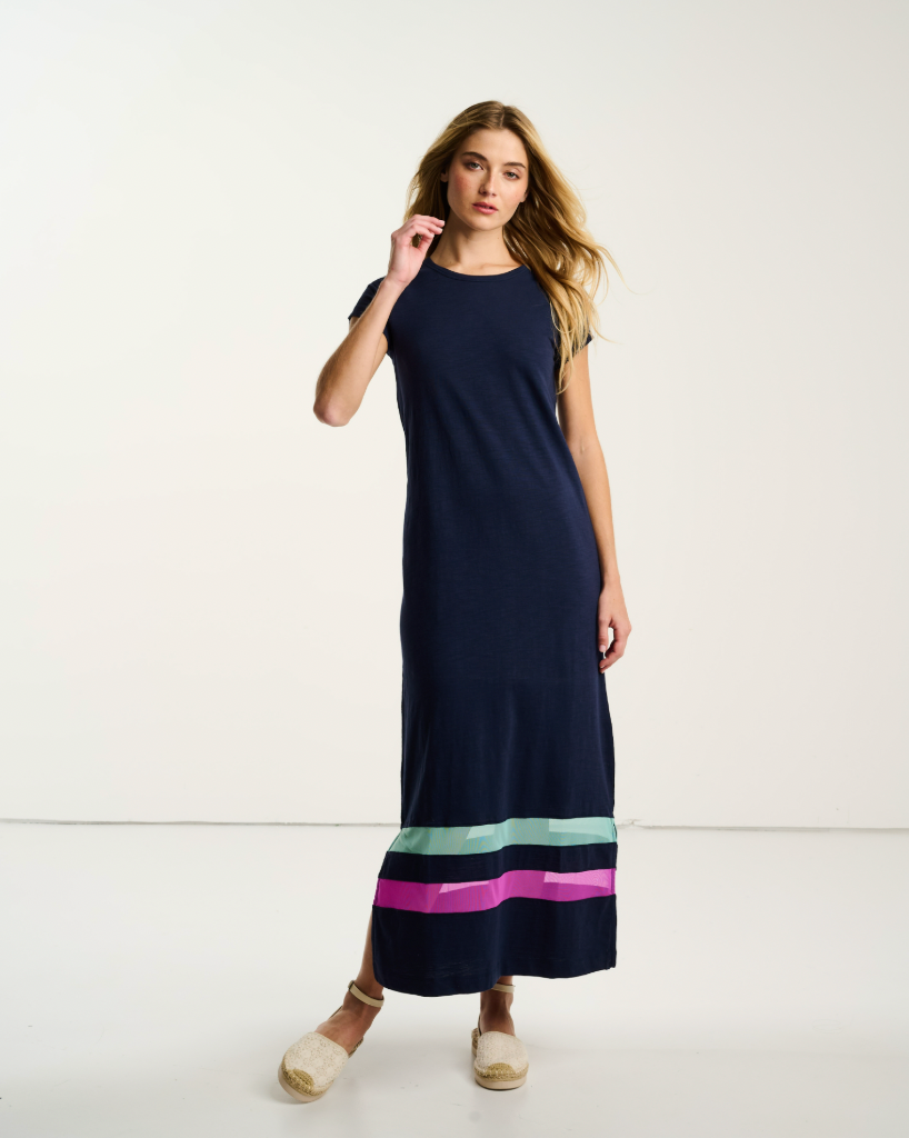 high neck knitted dress Merino Knitted Dress-Navy main image 1