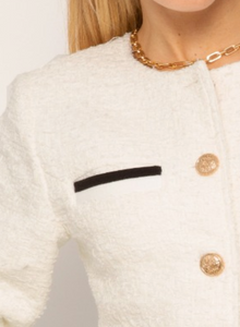 Oona collarless jacket - white