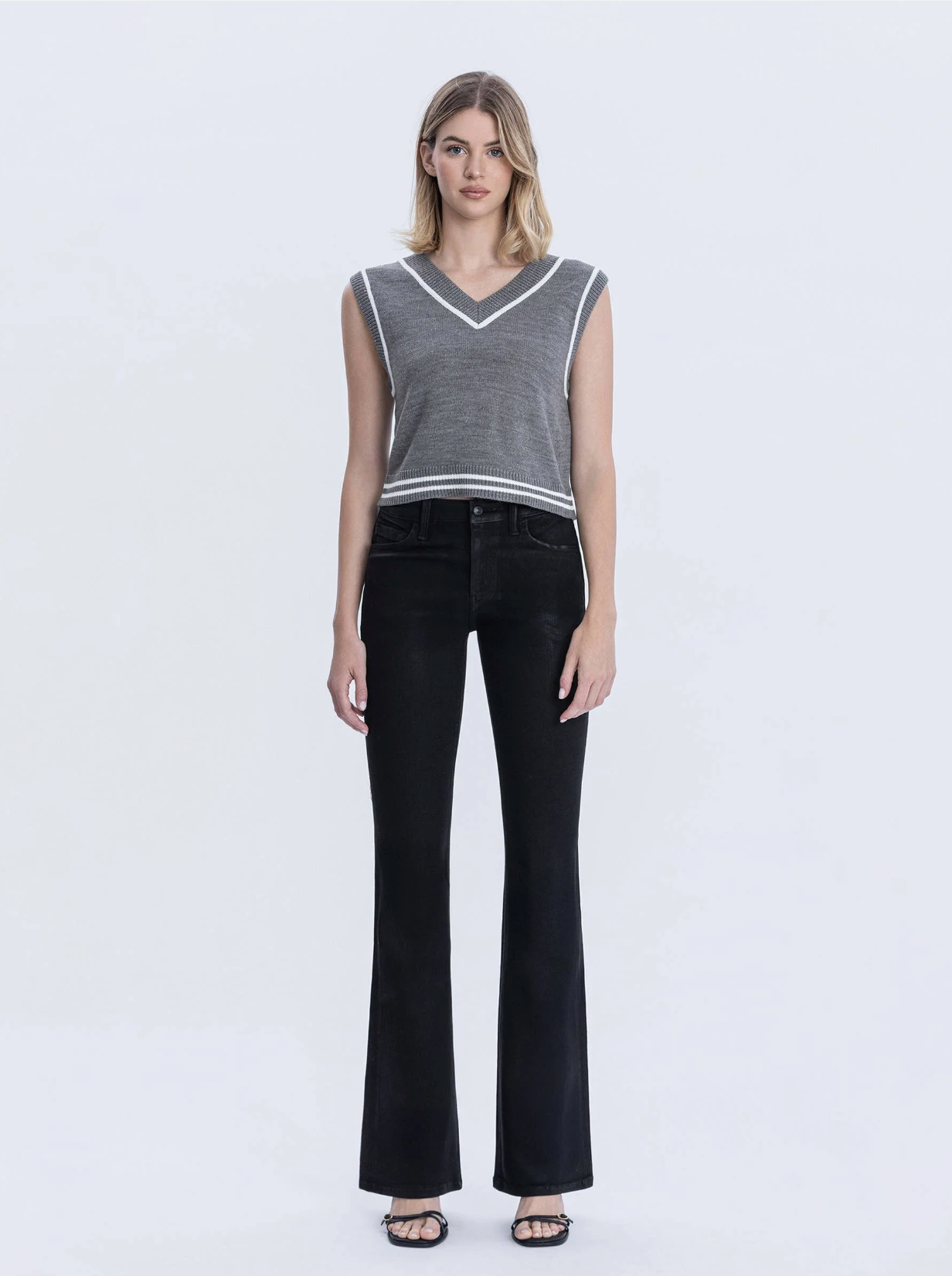 F6314BK - Full Length Black Bootcut Jeans - black