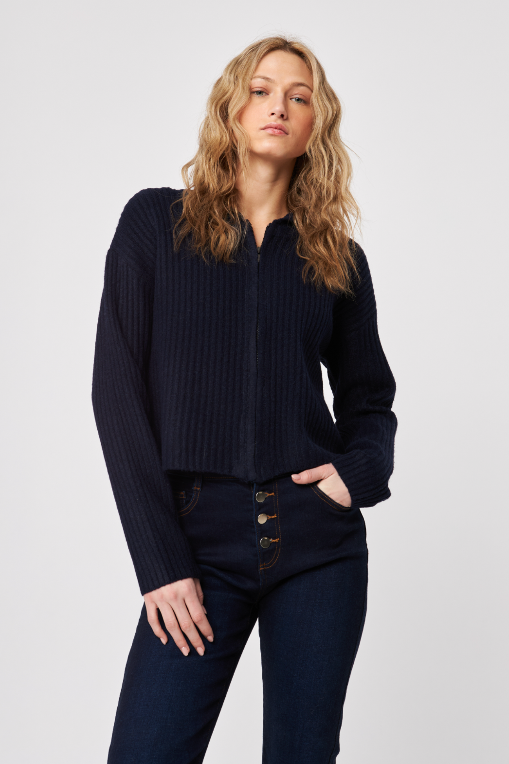 Gavin zip hoodie sweater - navy
