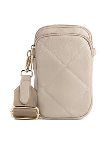 Atlas pebbled leather phone crossbody - fawn