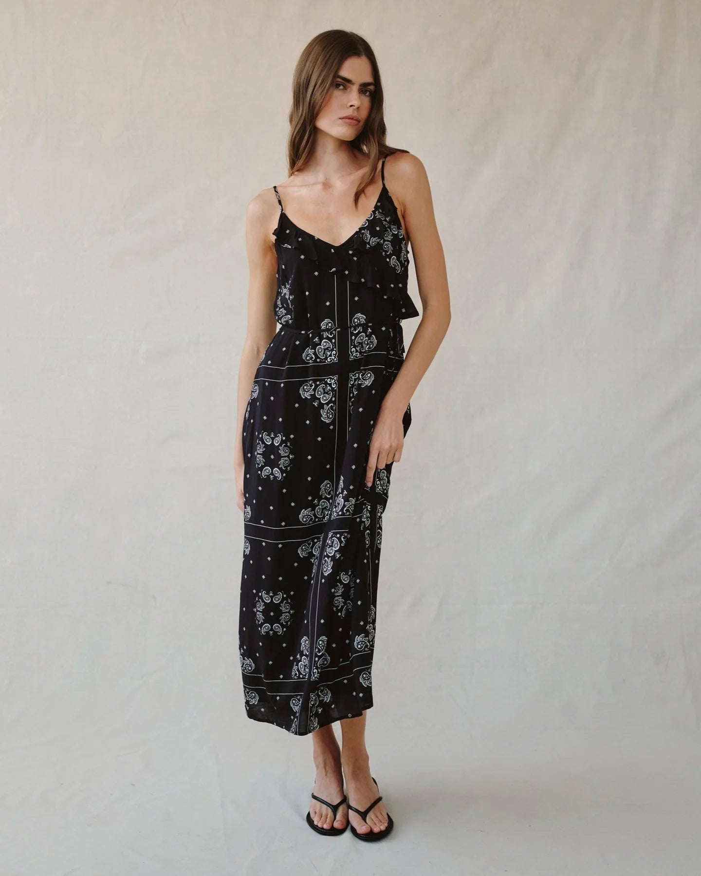 Ruffle cami midi dress - bandana print