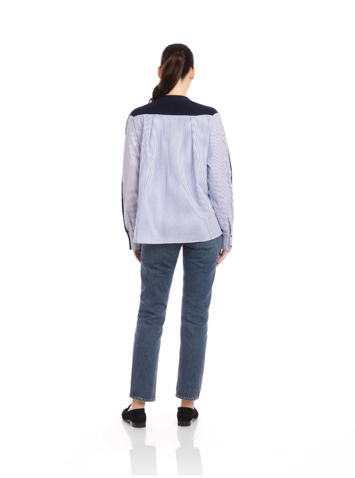Celine Mixed Media Cardigan - navy