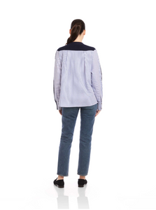 Celine Mixed Media Cardigan - navy