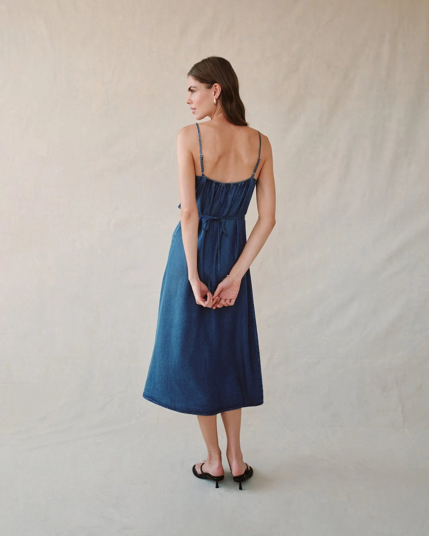 Ruffle cami midi dress - moonlit wash
