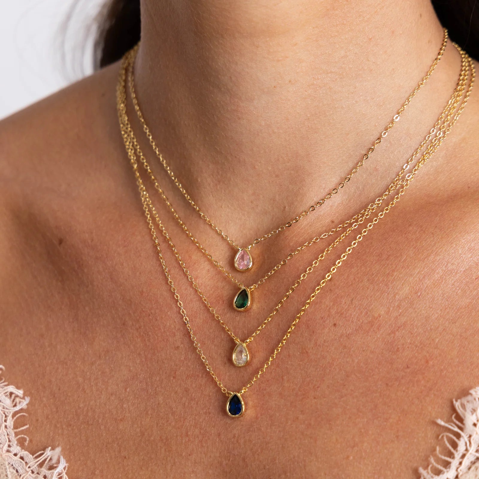 Ines raindrop necklace - sapphire