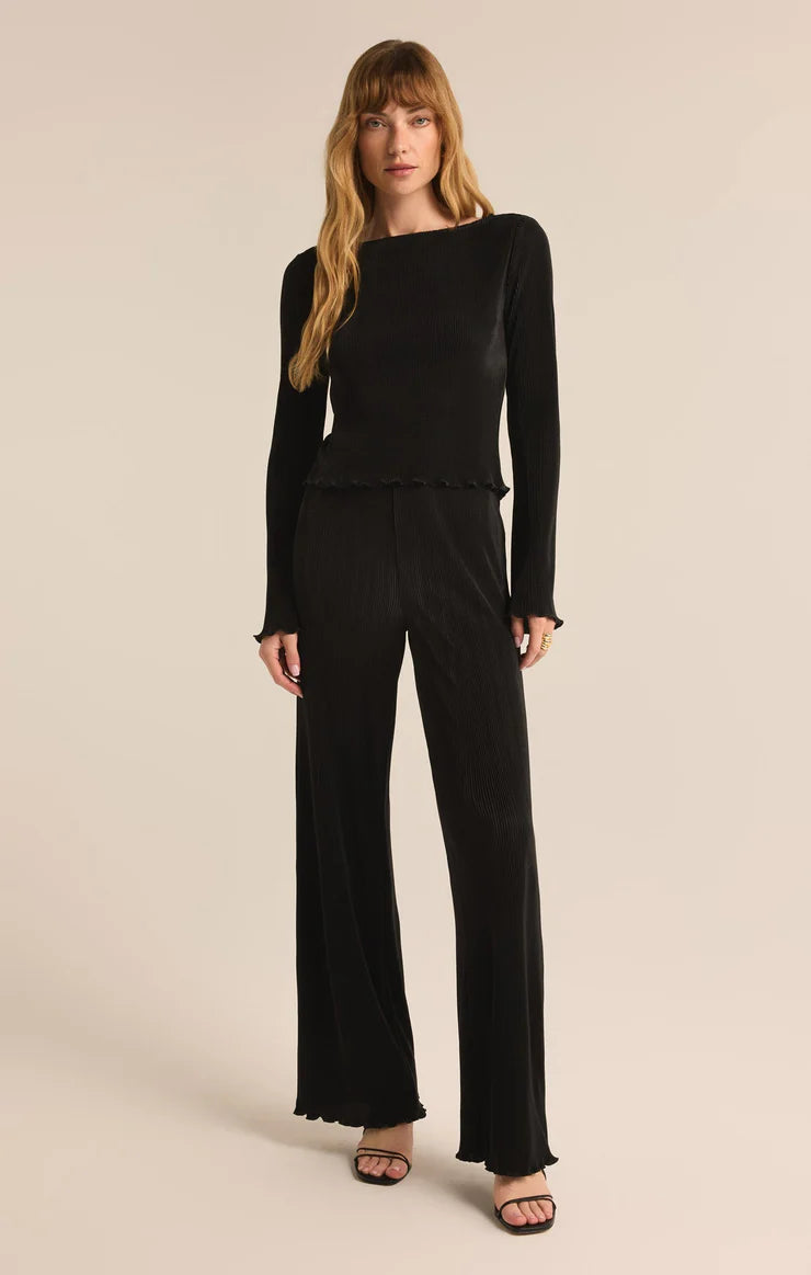 Denia pleated high-rise pants - black