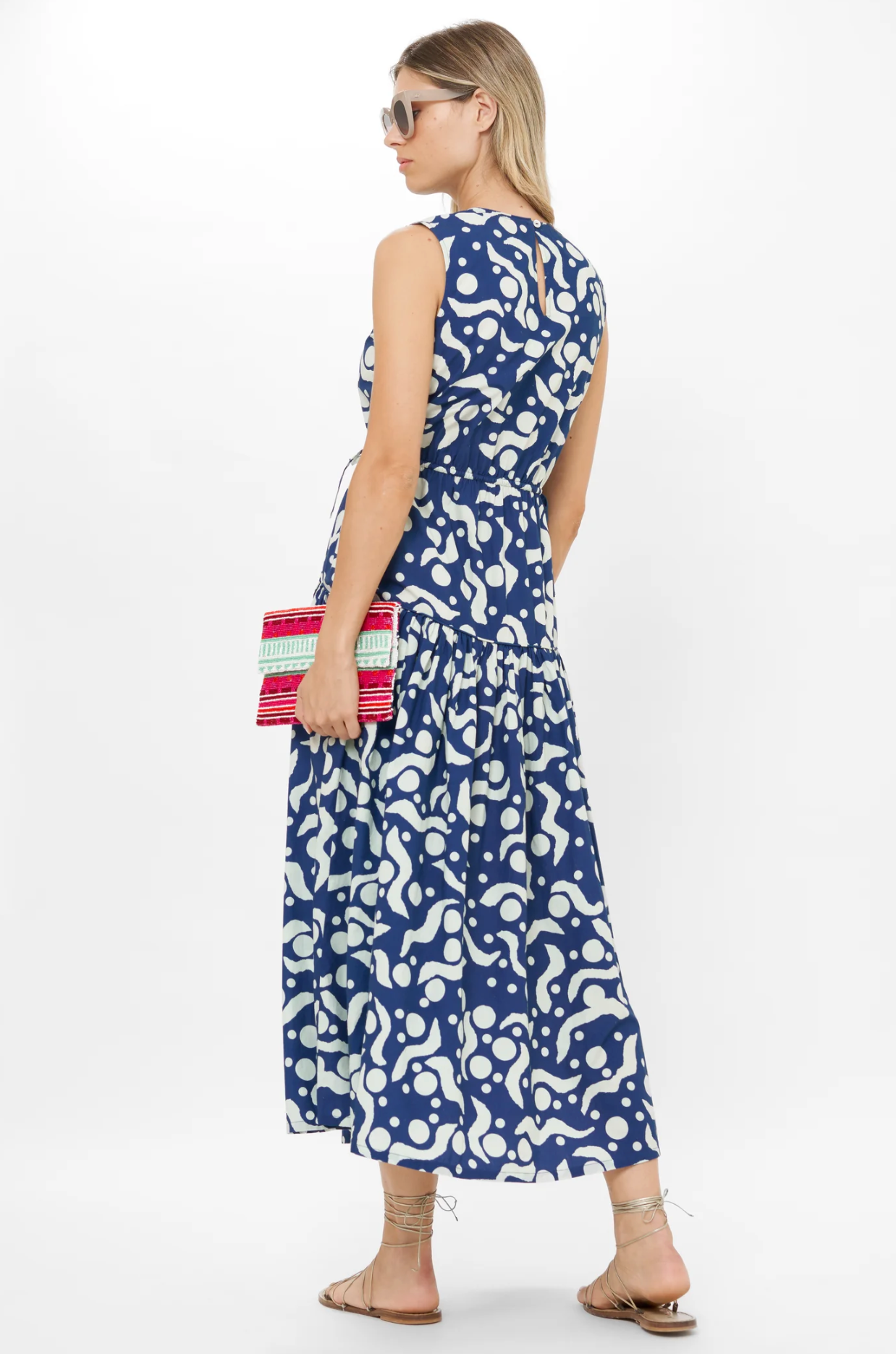 Sleeveless piped maxi - acadia navy