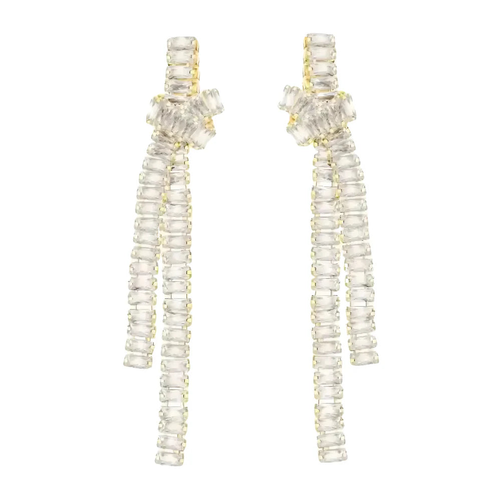 CZ knot statement earrings - gold