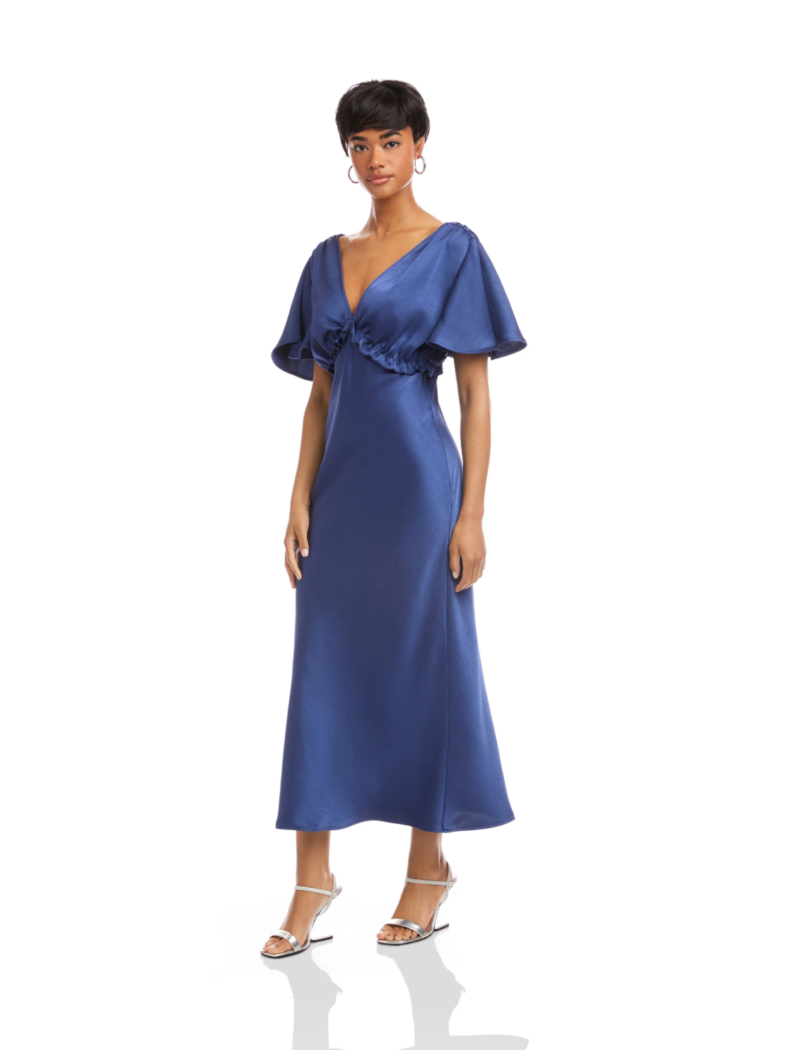 Shailene Flutter Sleeve Dress - deep blue