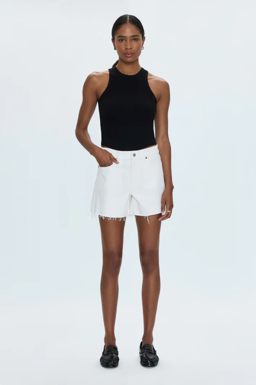 Kennedy relaxed mid rise cut-off shorts - antique white