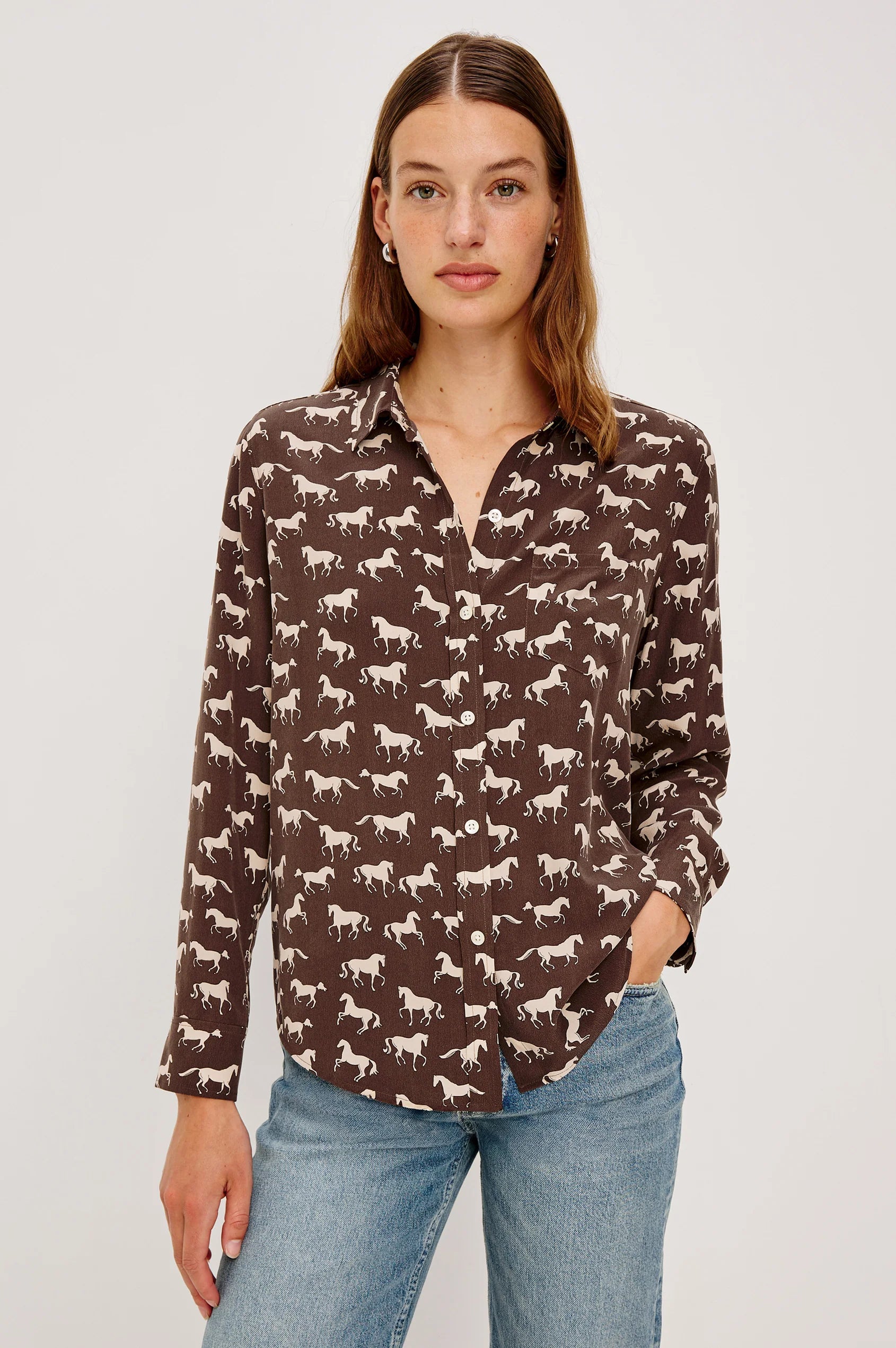 Kate shirt - ivory horses