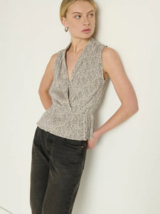 Nina Wrap Front Top - winter pebble