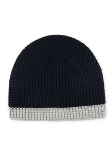 Waffle slope beanie - black / heather stripe