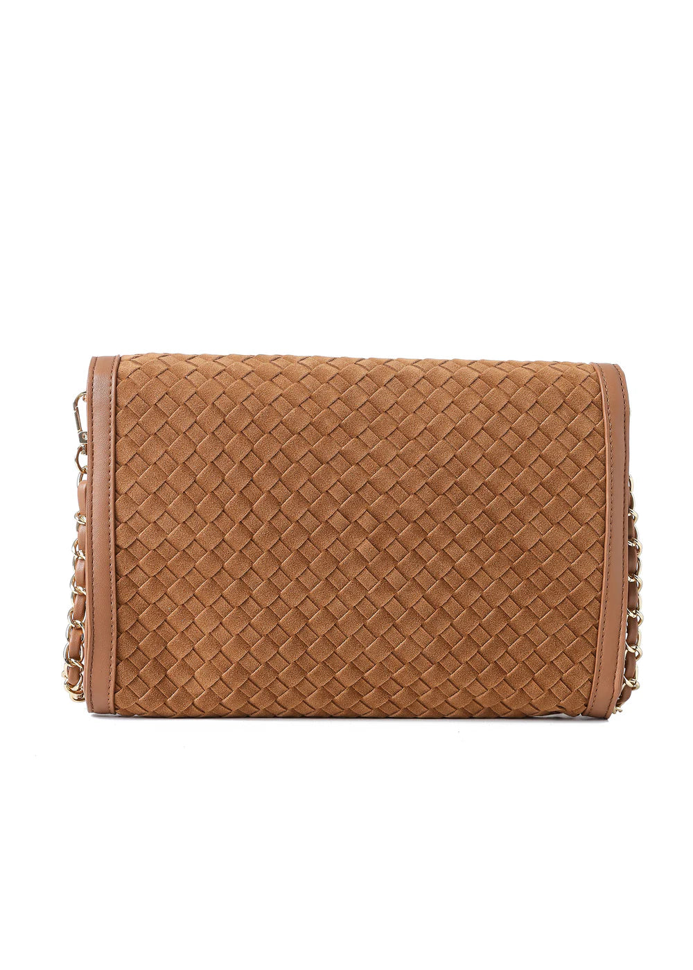 Beth clutch - saddle woven vegan suede