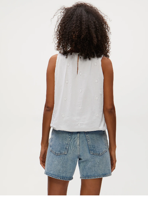 Hazel eyelet bubble top - white