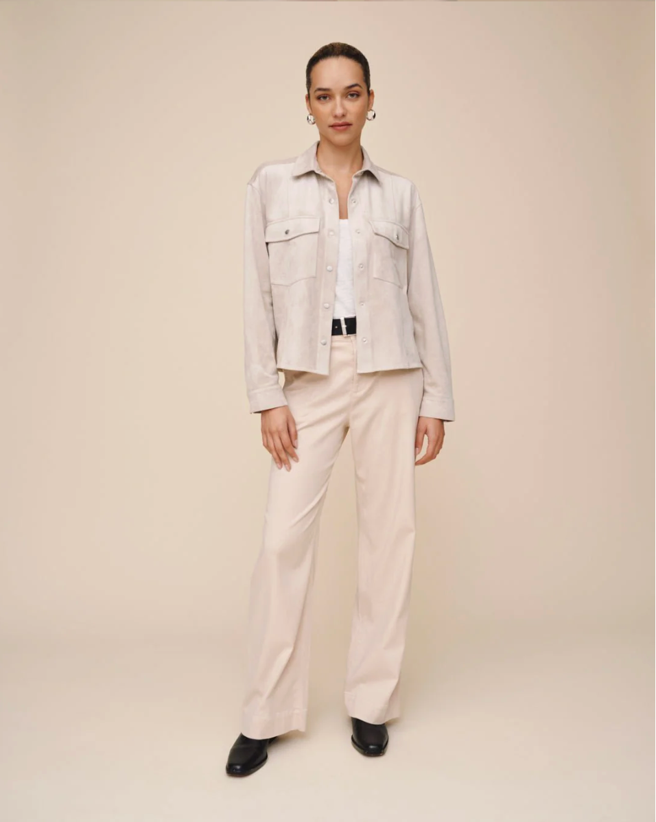 Seamed pocket shacket - panna cotta