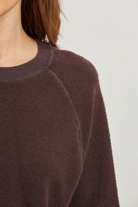 Ziggy inside out cotton fleece shrunken crew - cocoa powder