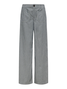 Marine striped patch pocket wide leg pants - yacht stripe