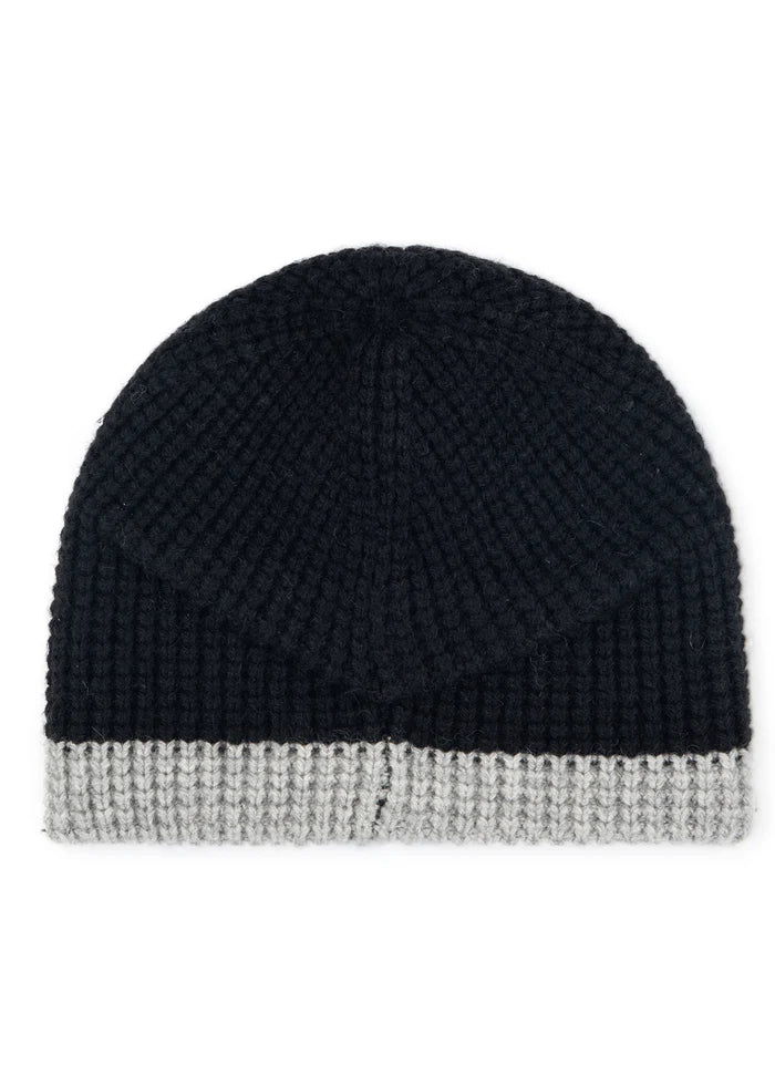 Waffle slope beanie - black / heather stripe