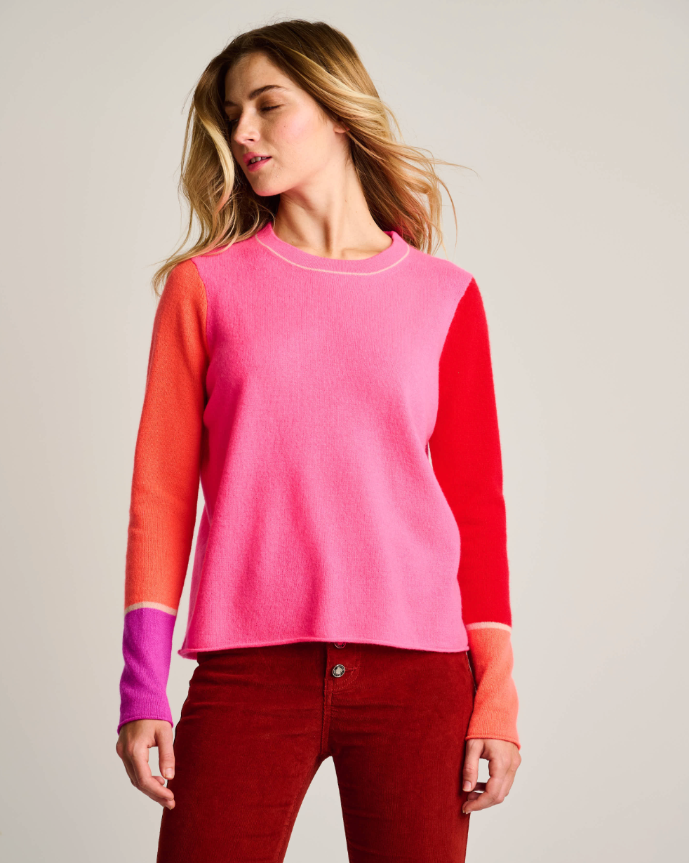 Block talk sweater - neon pink combo