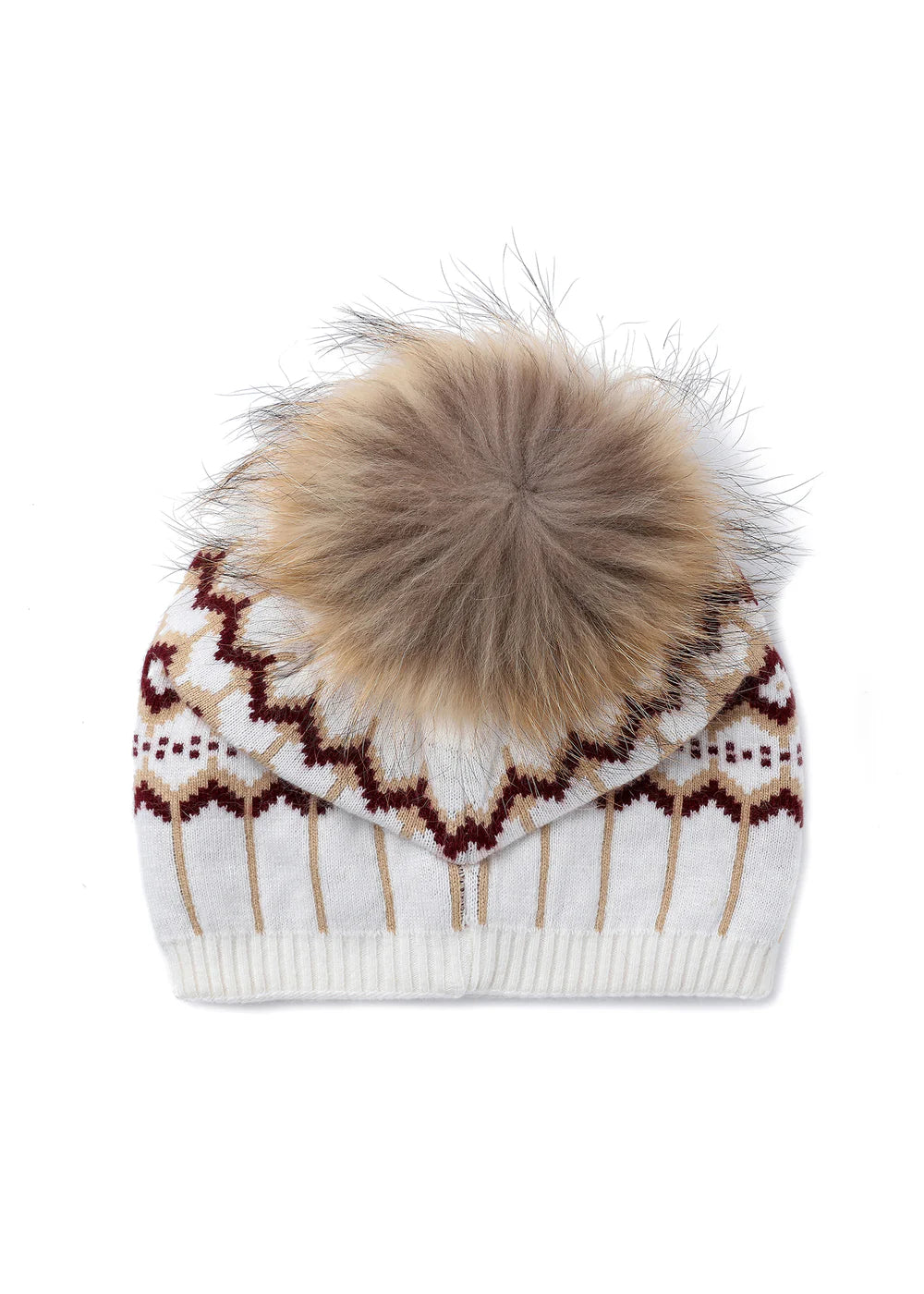Fair isle beanie - cream / natural pom