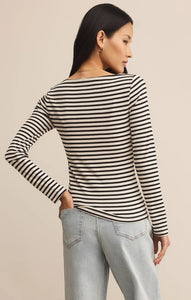 Pristine rib striped tee - black