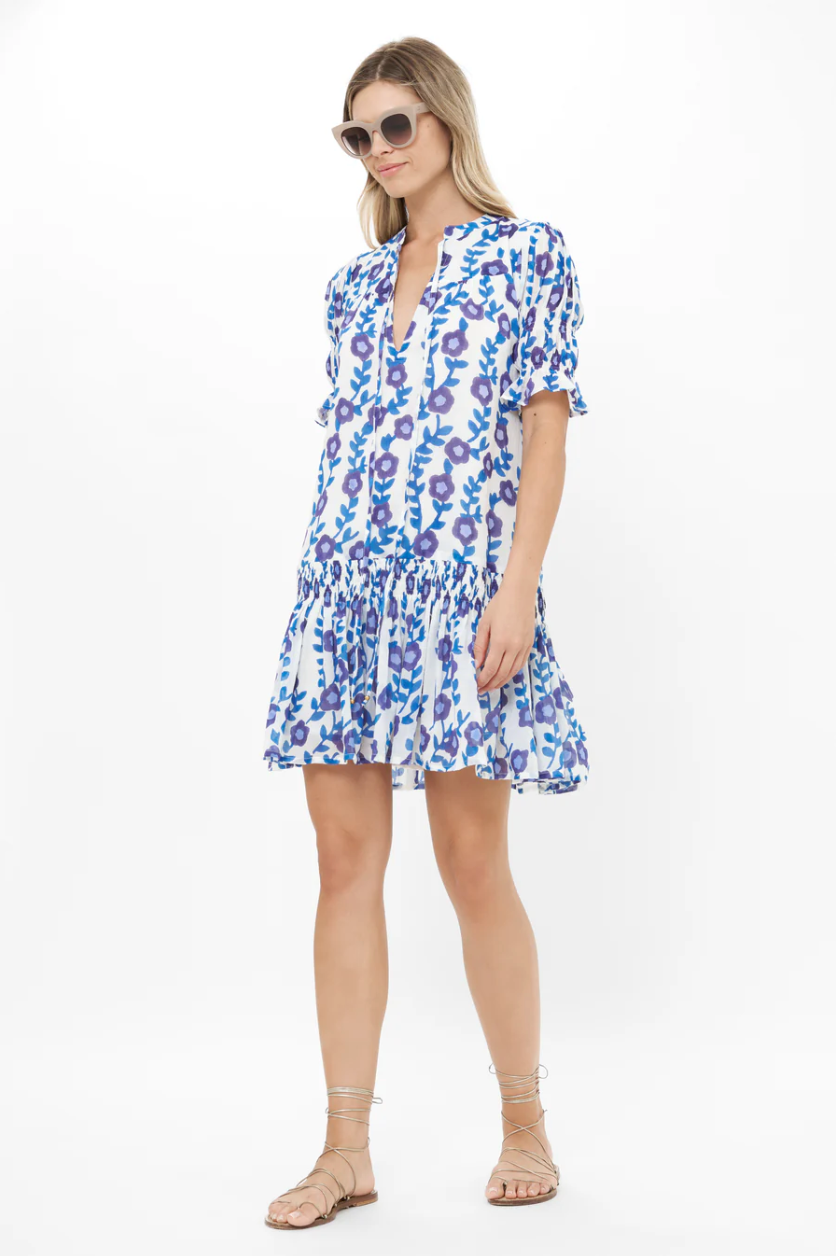 Smocked drop mini - toscana blue