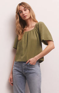 No rules gauze top - olive branch