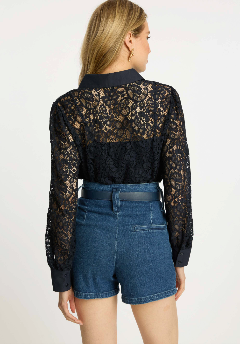 Emmie top - dark navy lace