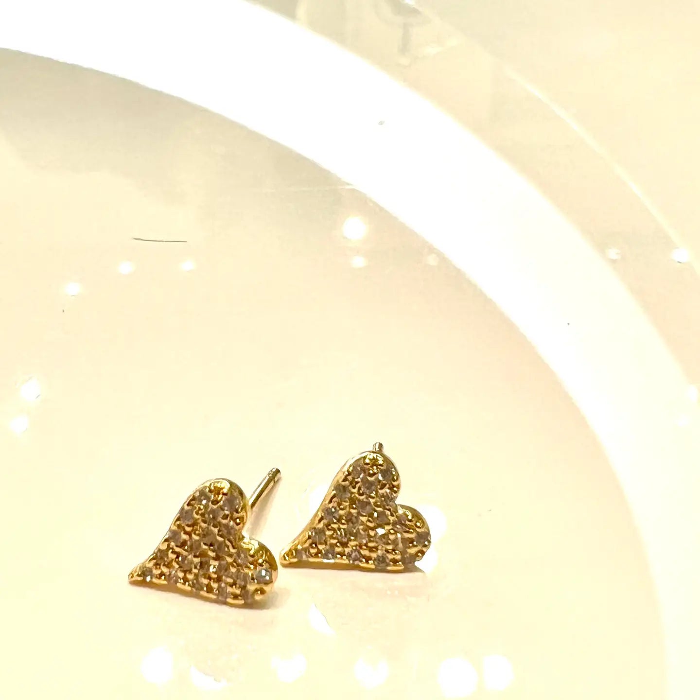 Cz small heart studs - gold - Gold