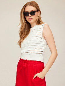 Tara crochet vest - off white