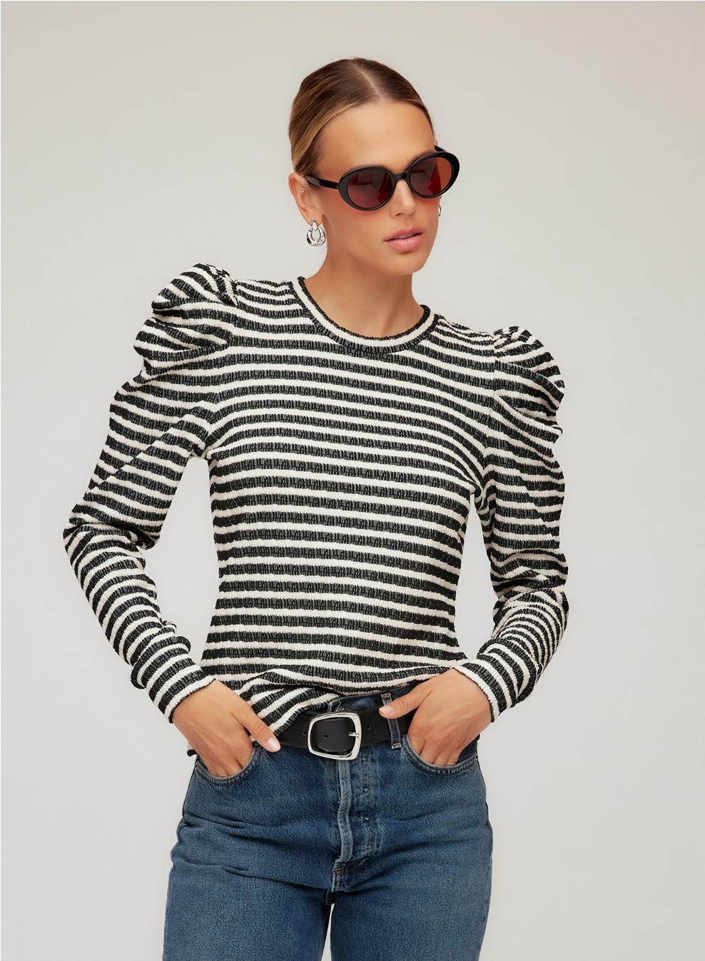 Leila Puff Sleeve Top - stripe