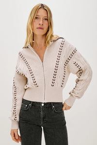 Lune sweater - oatmeal brown whip stitch