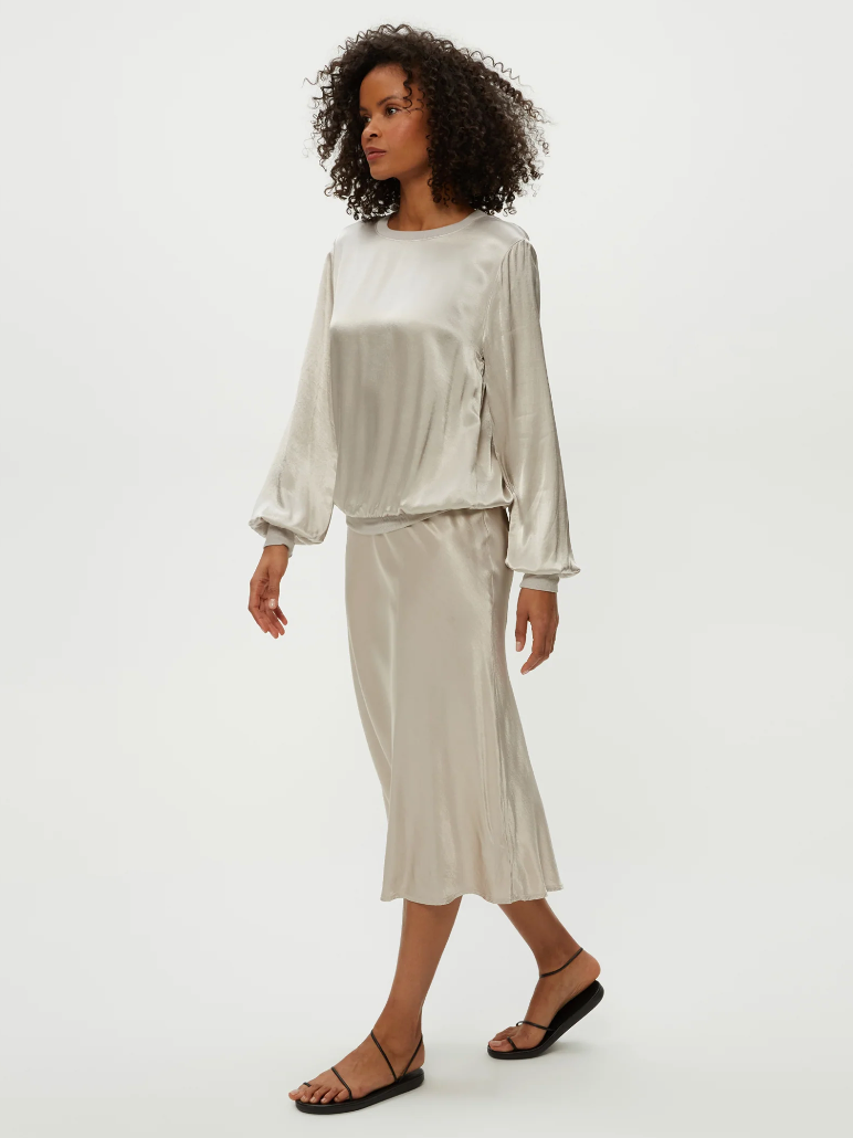 Leila bias midi skirt - cement