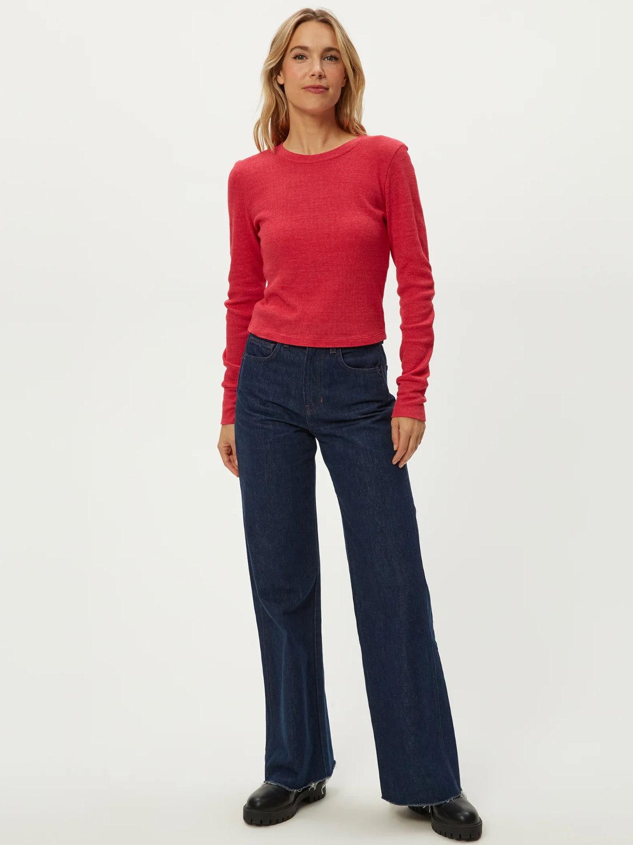 Palmer thermal cropped tee - poppy