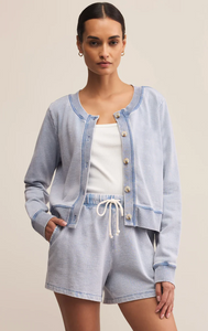 Daily knit denim cardigan - washed indigo