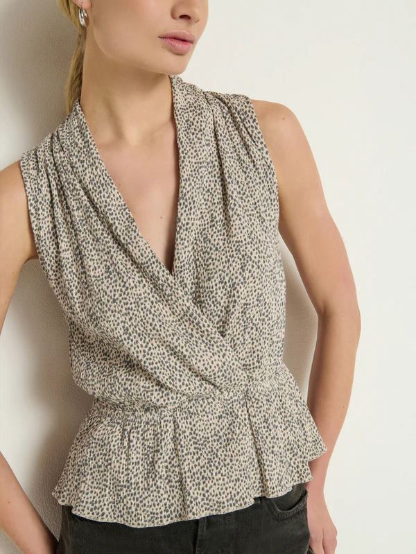 Nina Wrap Front Top - winter pebble