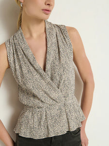 Nina Wrap Front Top - winter pebble