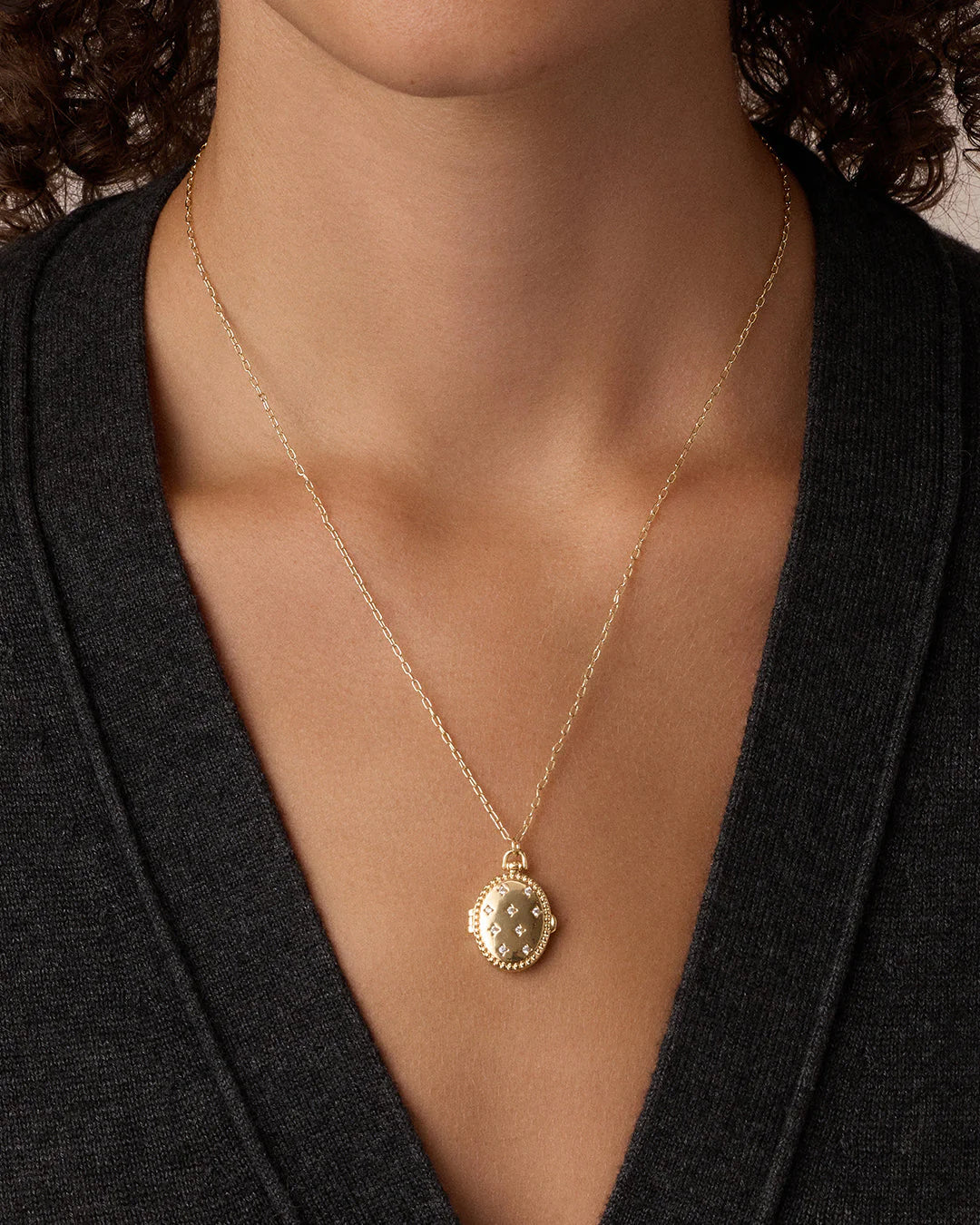 Celeste locket necklace - gold