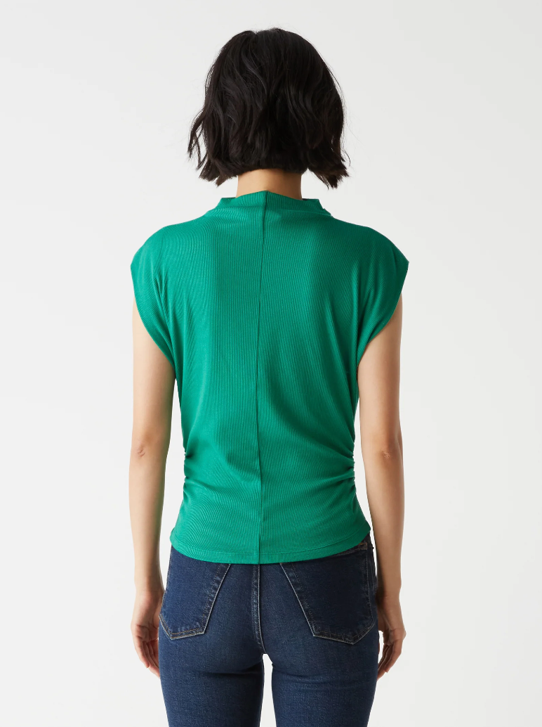 Amara ribbed power shoulder top - peppermint